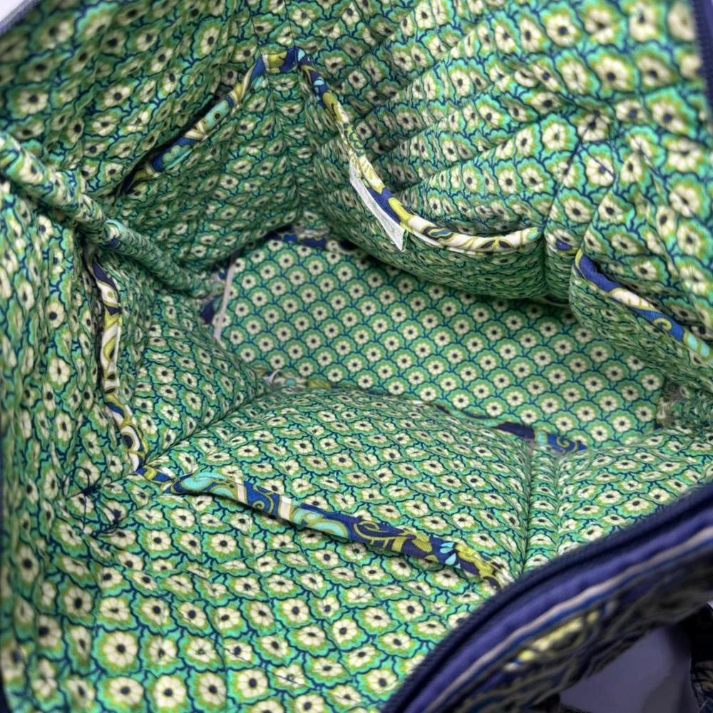 Vera Bradley Rhythm‎ and Blues Green Paisley Quilted Cotton Tote Shoulder Bag